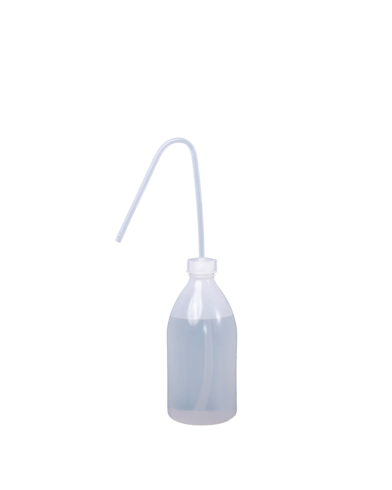 Transparente Gießhilfe klein aus Kunststoff mit gebogenem Ausgießer – präzises Gießen für Zimmerpflanzen und Pflanzen an der Wand