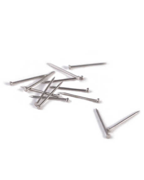 Mehrere silberne Nadeln zur Befestigung von Pflanzen an der Wand – Montagezubehör für vertical pot Pflanzsysteme.