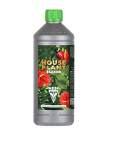 HESI HPE Houseplant Elixir – Flüssigdünger für Zimmerpflanzen in grauer Flasche mit grünem Deckel und tropischem Etikett